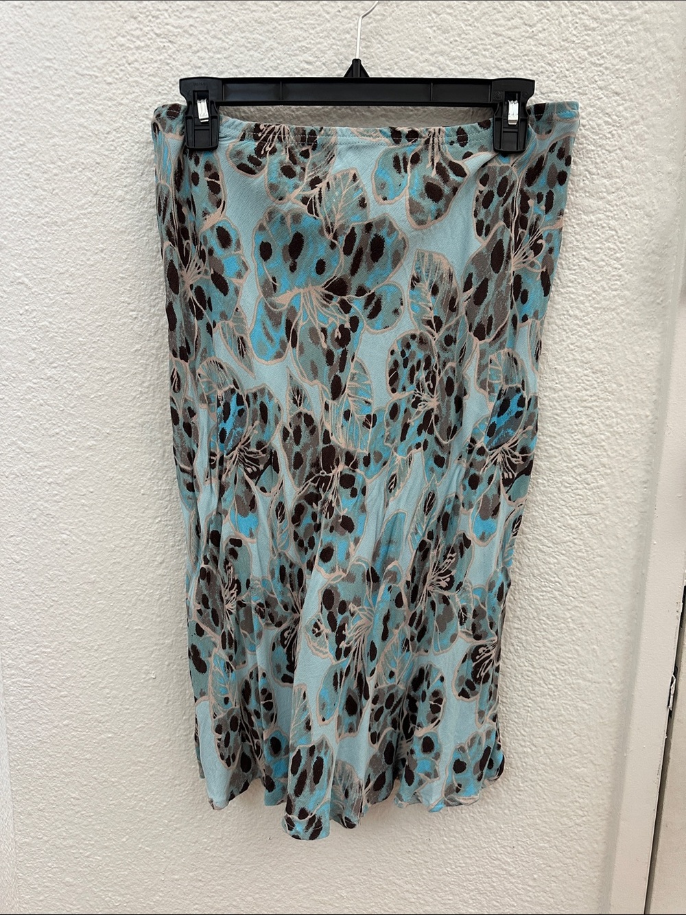 Light Blue Printed Midi Skirt